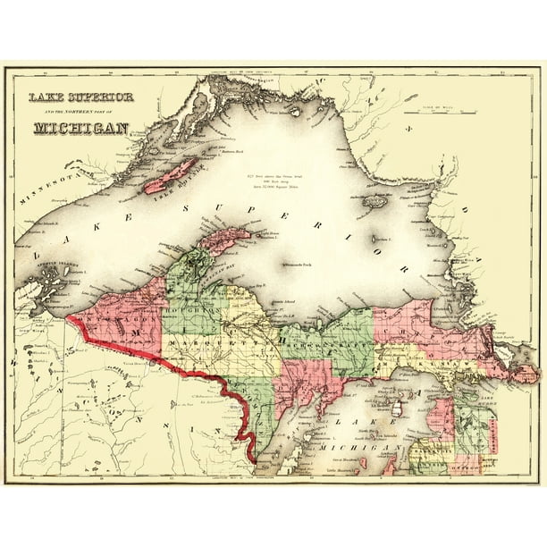 Lake Superior Michigan Gray 1873-23.00 x 29.44